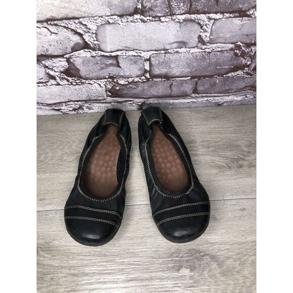 Taos Black Leather Slip On Elastic Ballet Flats Shoes Women Sz 39EU/8.5M US - Picture 11 of 16